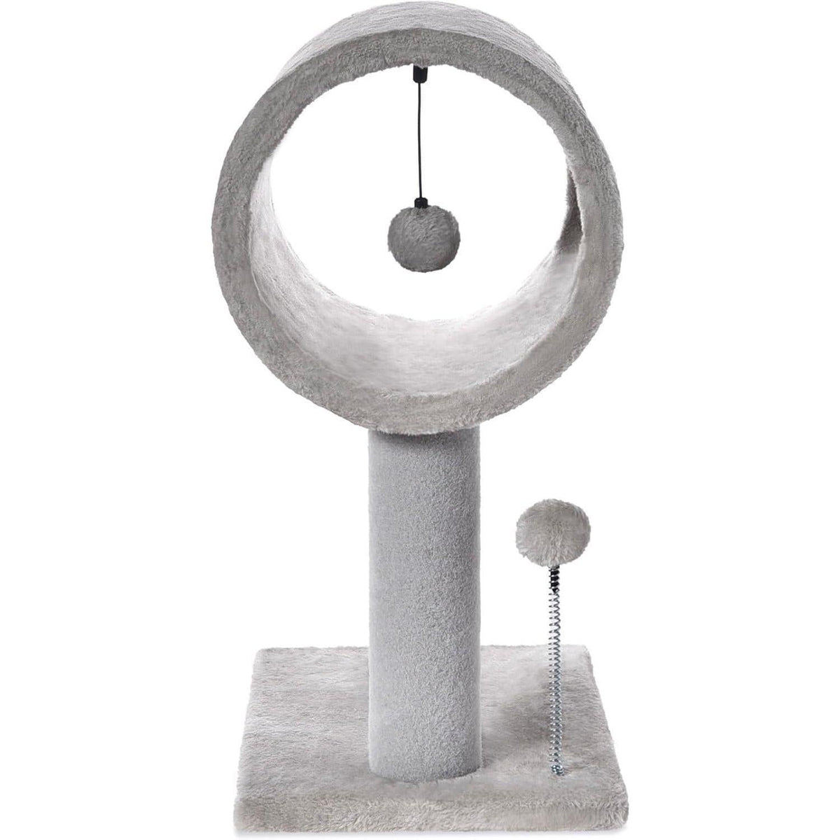Gray Indoor Cat Tree With Hanging Ball 20.5Cat Tree With Tunnel Bed