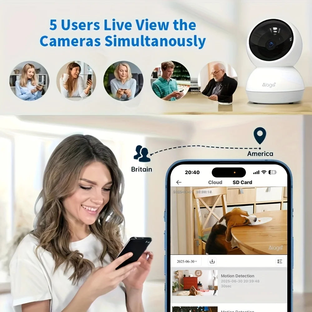 3K Pet Dog Camera with Phone App, 5G/2.4G WiFi Indoor Security Baby