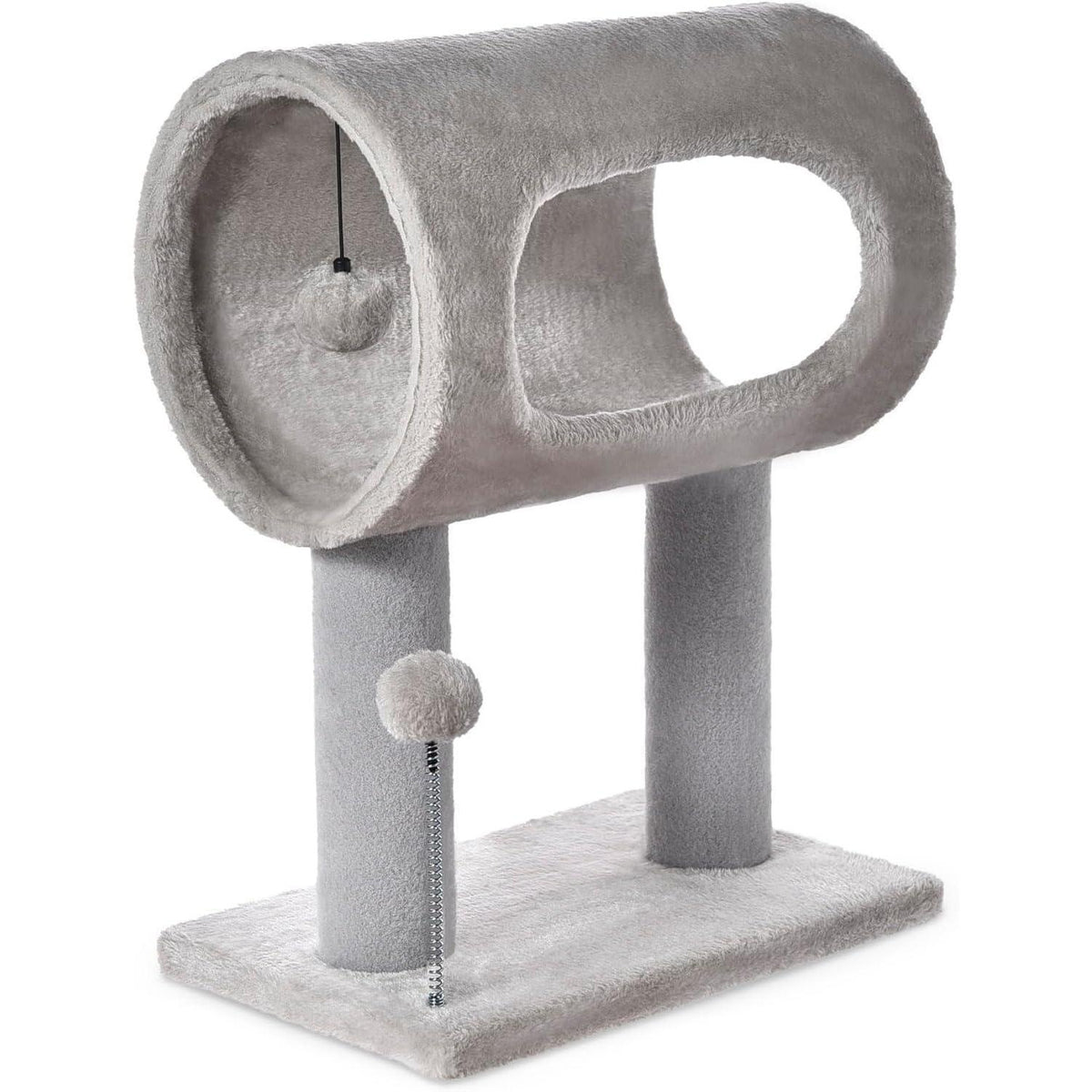Gray Indoor Cat Tree With Hanging Ball 20.5Cat Tree With Tunnel Bed